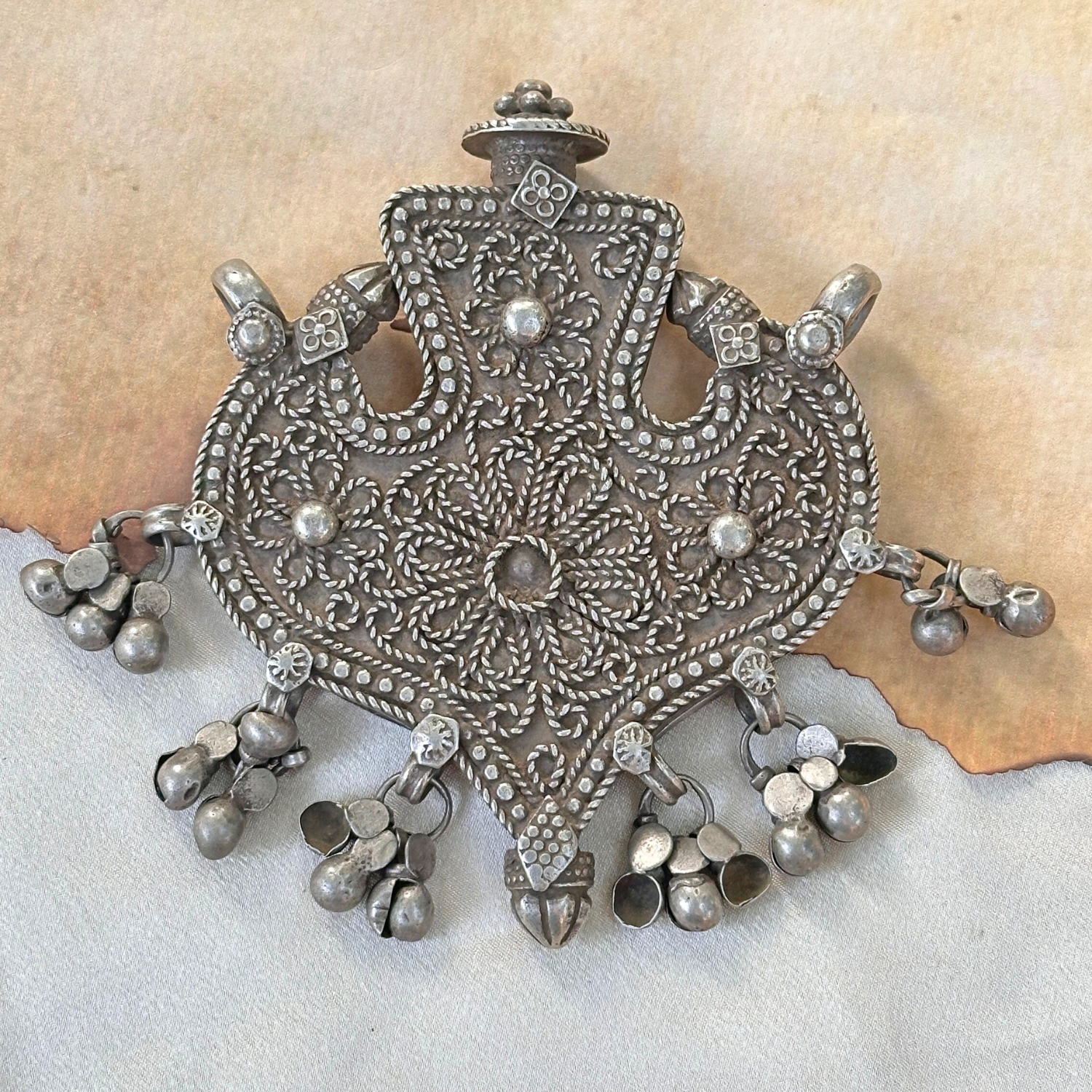 Traditional Silver 925 Pendant, Silver Ethnic Pendant, Sterling Silver Tribal Pendant, Handcrafted Silver Pendant