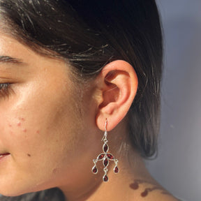 Natural red garnet gemstones set in 925 sterling silver earrings
 Handcrafted garnet silver 925 earrings