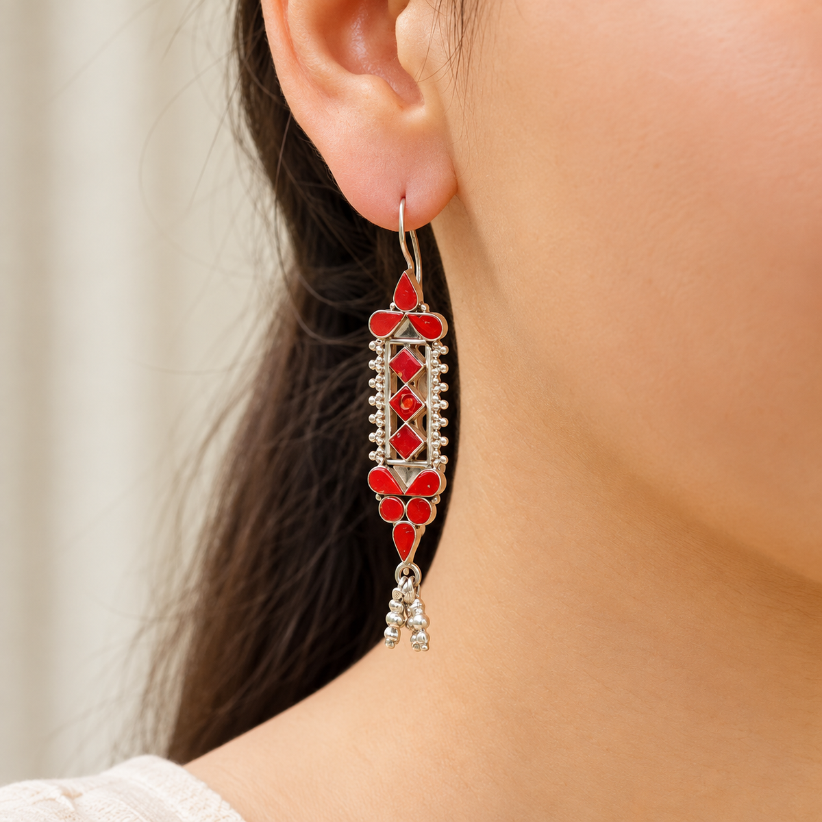 Atheen Coral Silver 925 earrings