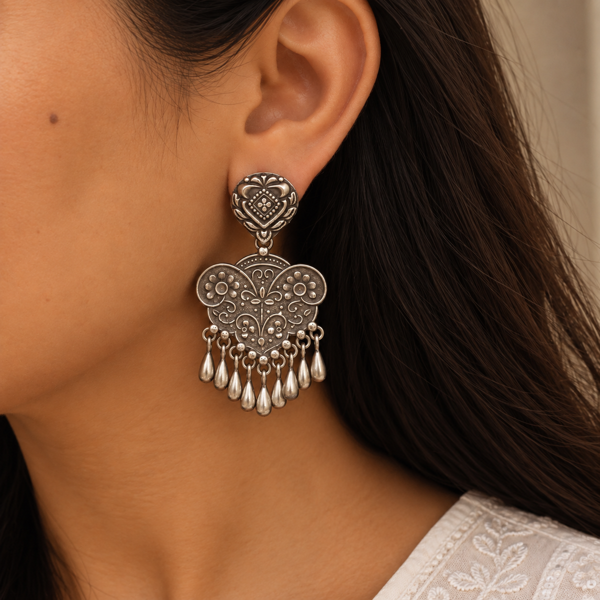 Attractive 925 Silver Oxidized Earrings