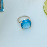Theresa Blue Topaz and Citrine Silver 925 Rings