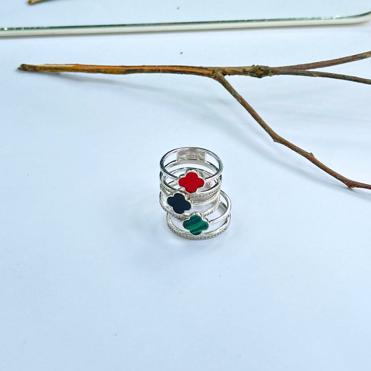 Everyday stylish modern trendy Gemstone & Diamond Silver 925 Rings