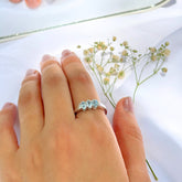 Everyday modern stylish wear Aquamarine and Diamond Silver 925 Ring