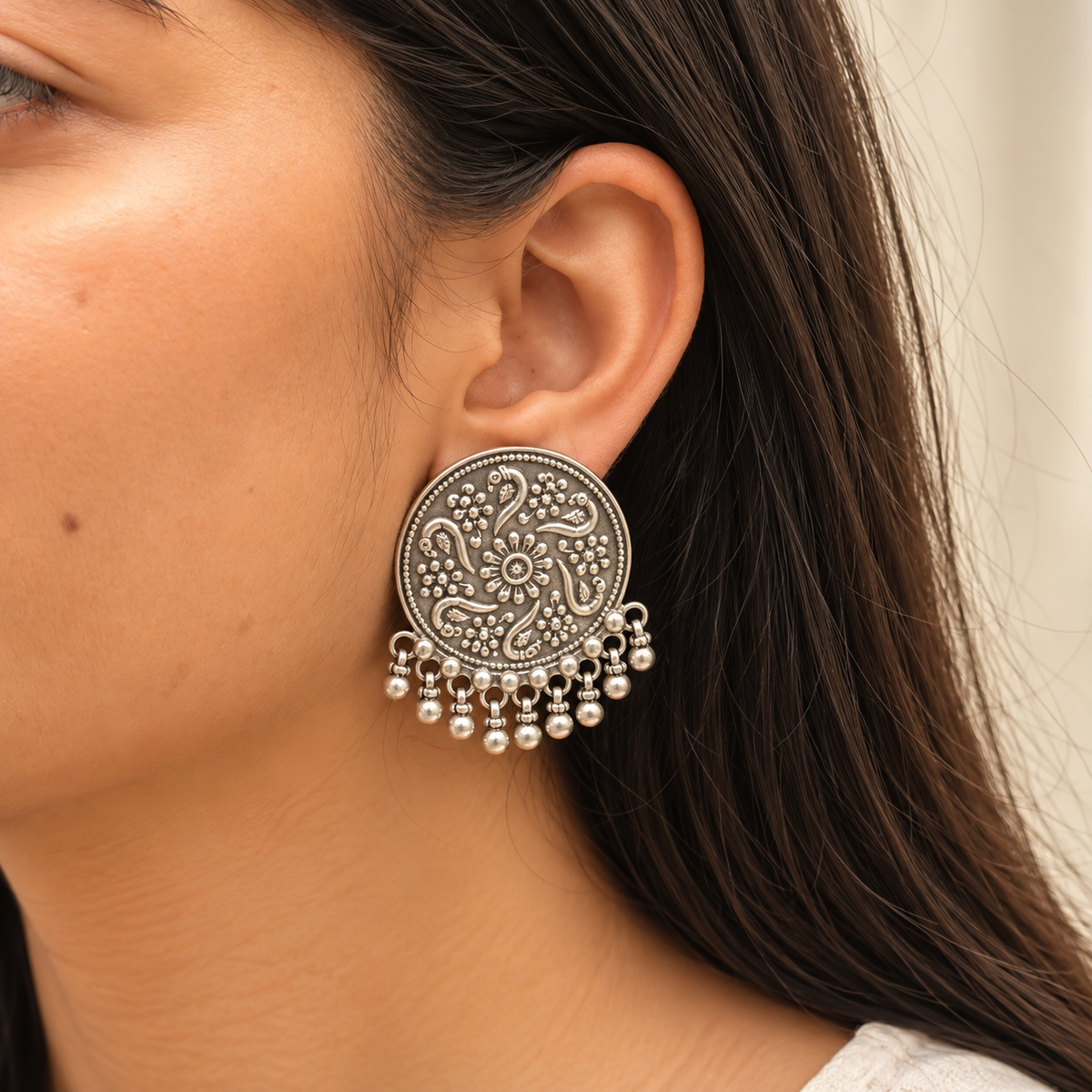 Charita Traditional Silver 925 Earrings
