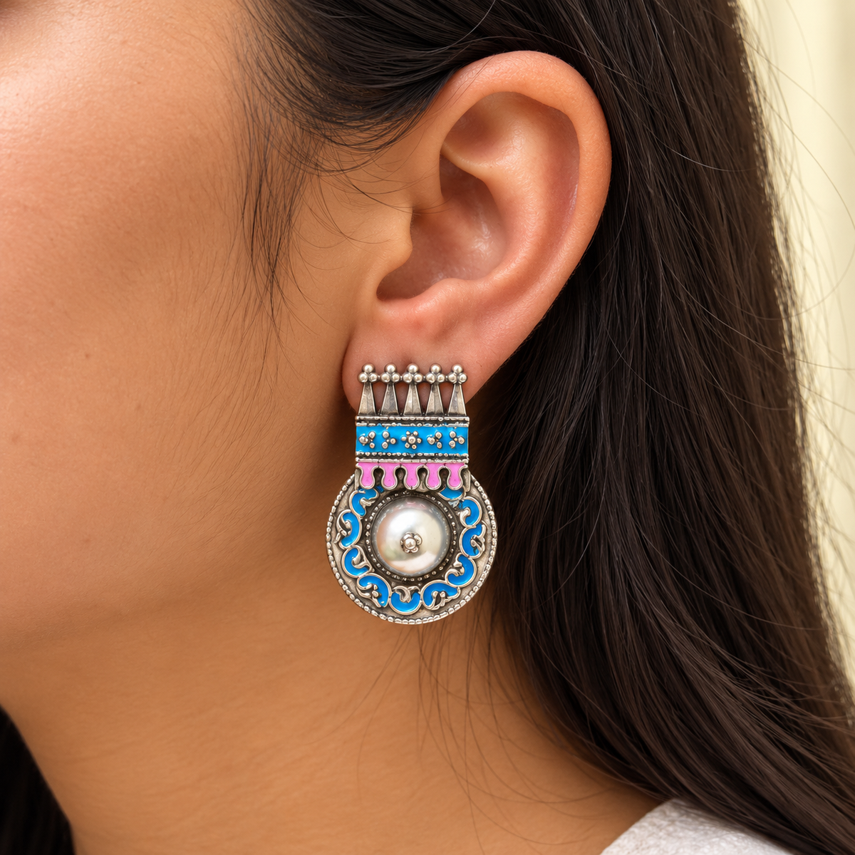 Charvi Enamel Silver 925 Earrings