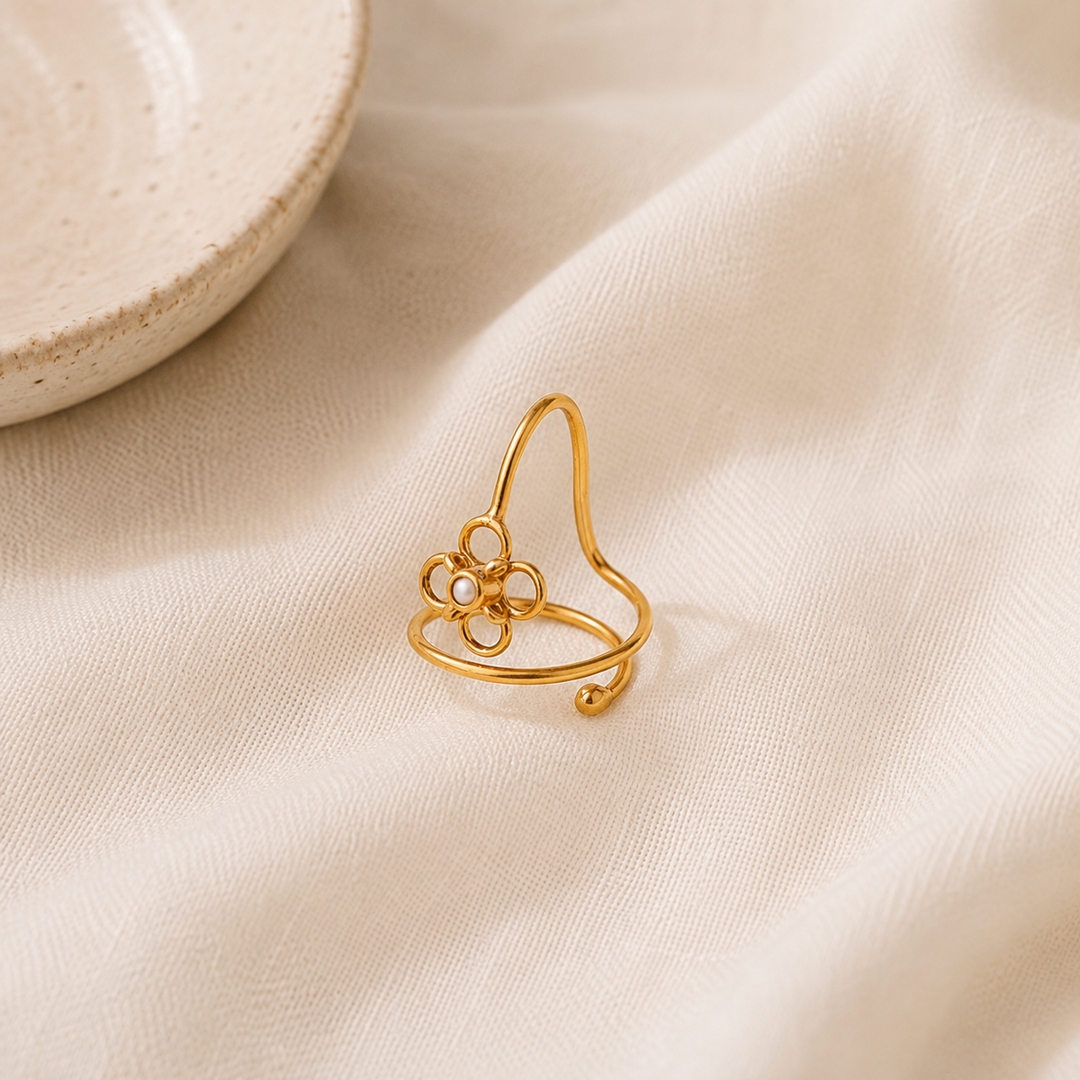 Vani 18K Gold Plated Silver 925 Pearl Nail Rings