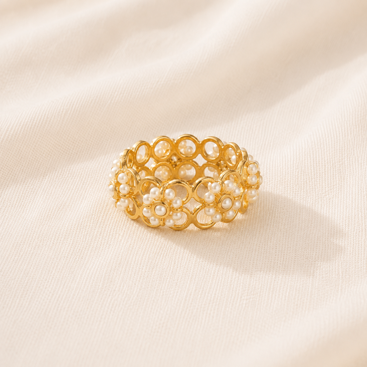 Niena 18K Gold Plated Silver 925 Pearls Ring