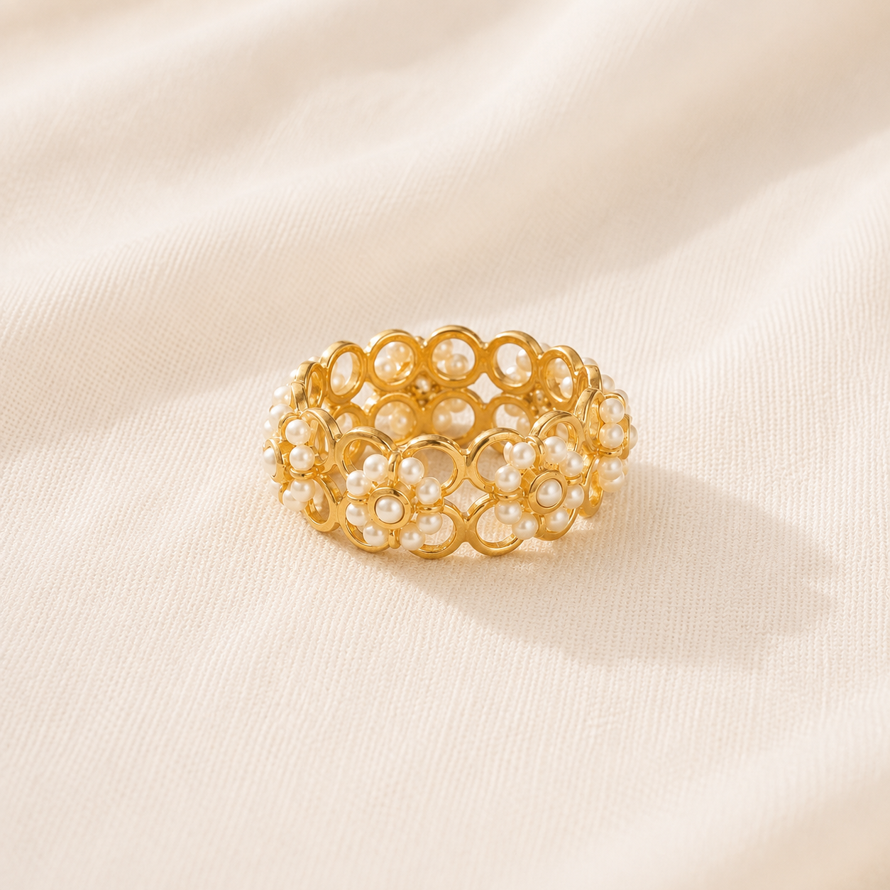 Niena 18K Gold Plated Silver 925 Pearls Ring