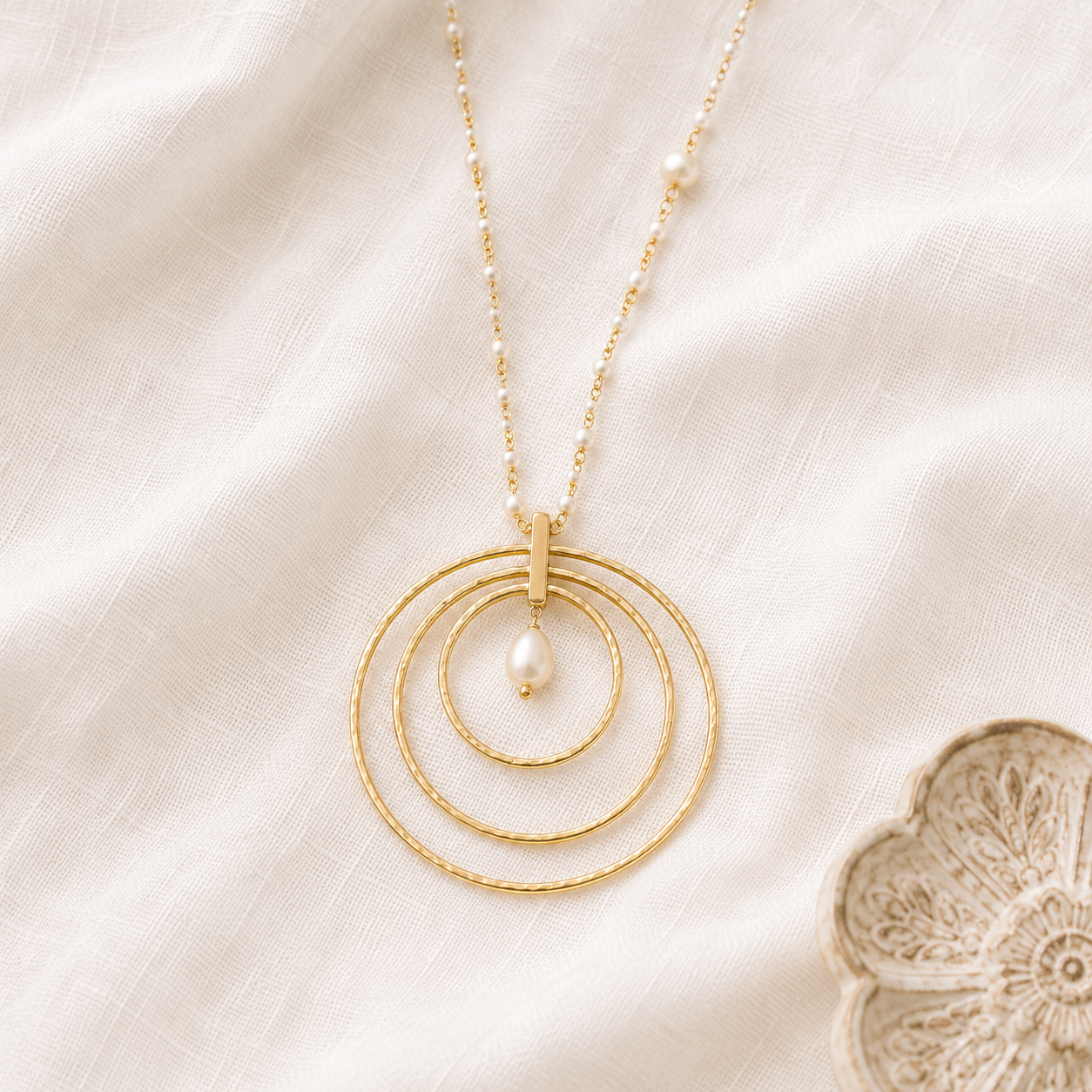 Valaya 18K Gold Plated Silver 925 Pearl Drop Spiral Necklace
