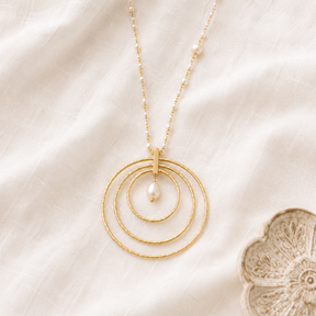Valaya 18K Gold Plated Silver 925 Pearl Drop Spiral Necklace