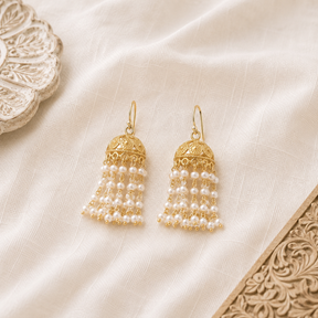 Navya Jhumka 18K Gold Plated Silver 925 Pearl Earrings