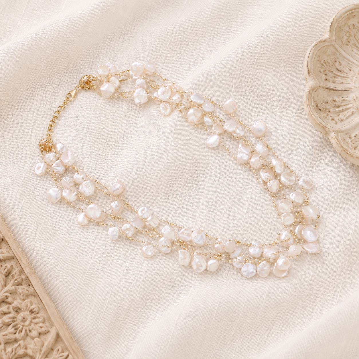 Taruni 18K Gold Plated Silver 925 Pearl Beads Necklace