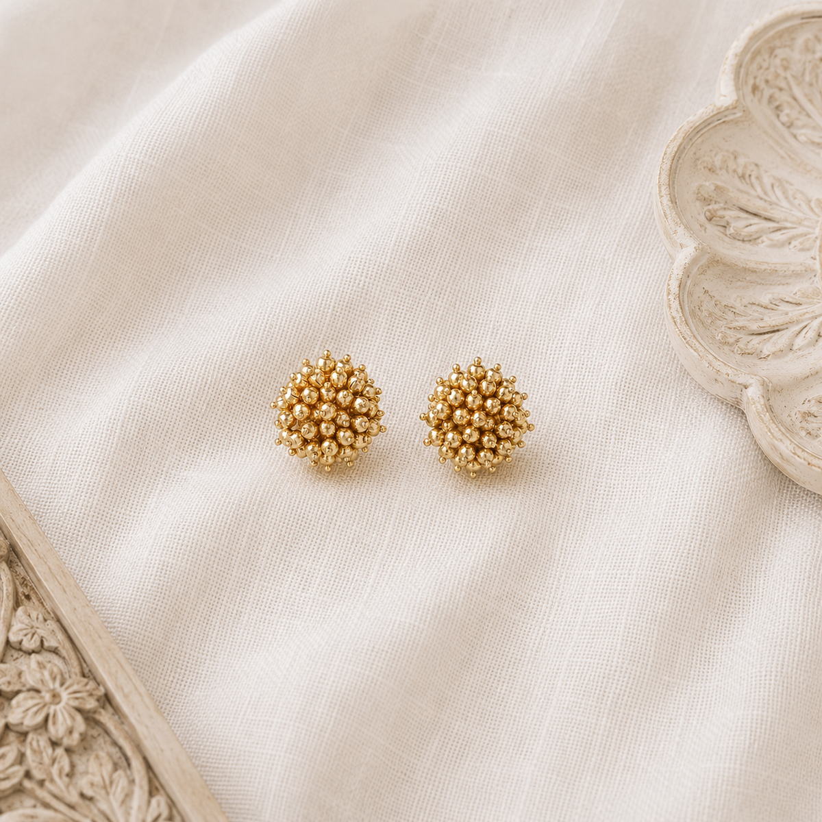Bindu 18K Gold Plated Silver 925 Beaded Stud Earrings