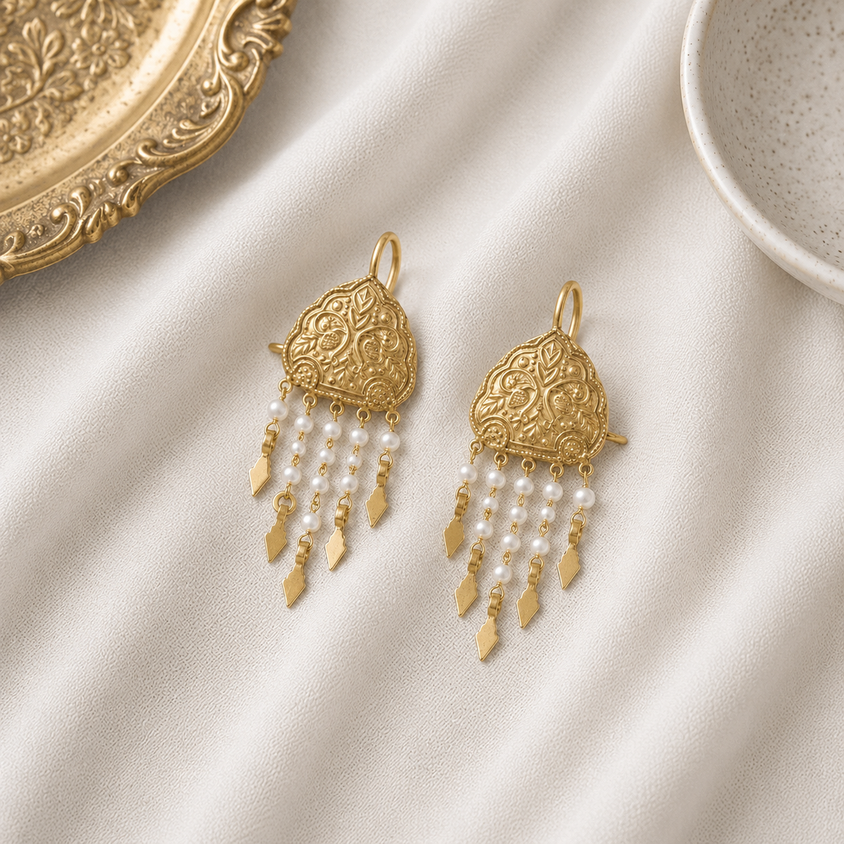 Noor 18K Gold Plated Silver 925 Pearl Earcuffs