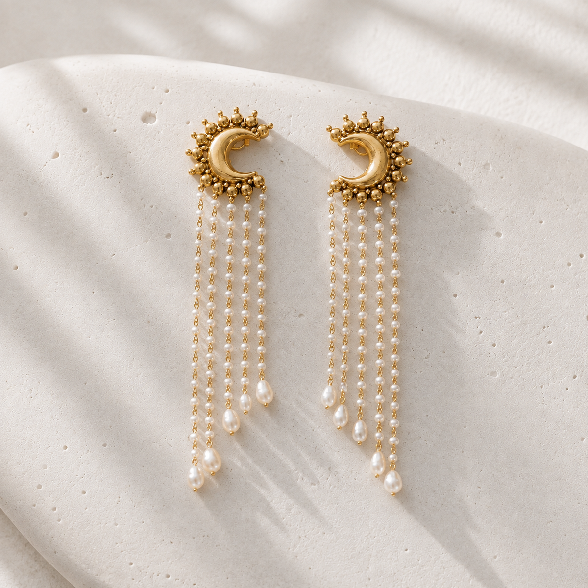 Tarumyi 18K Gold Plated Silver 925 Pearl Drop Earrings