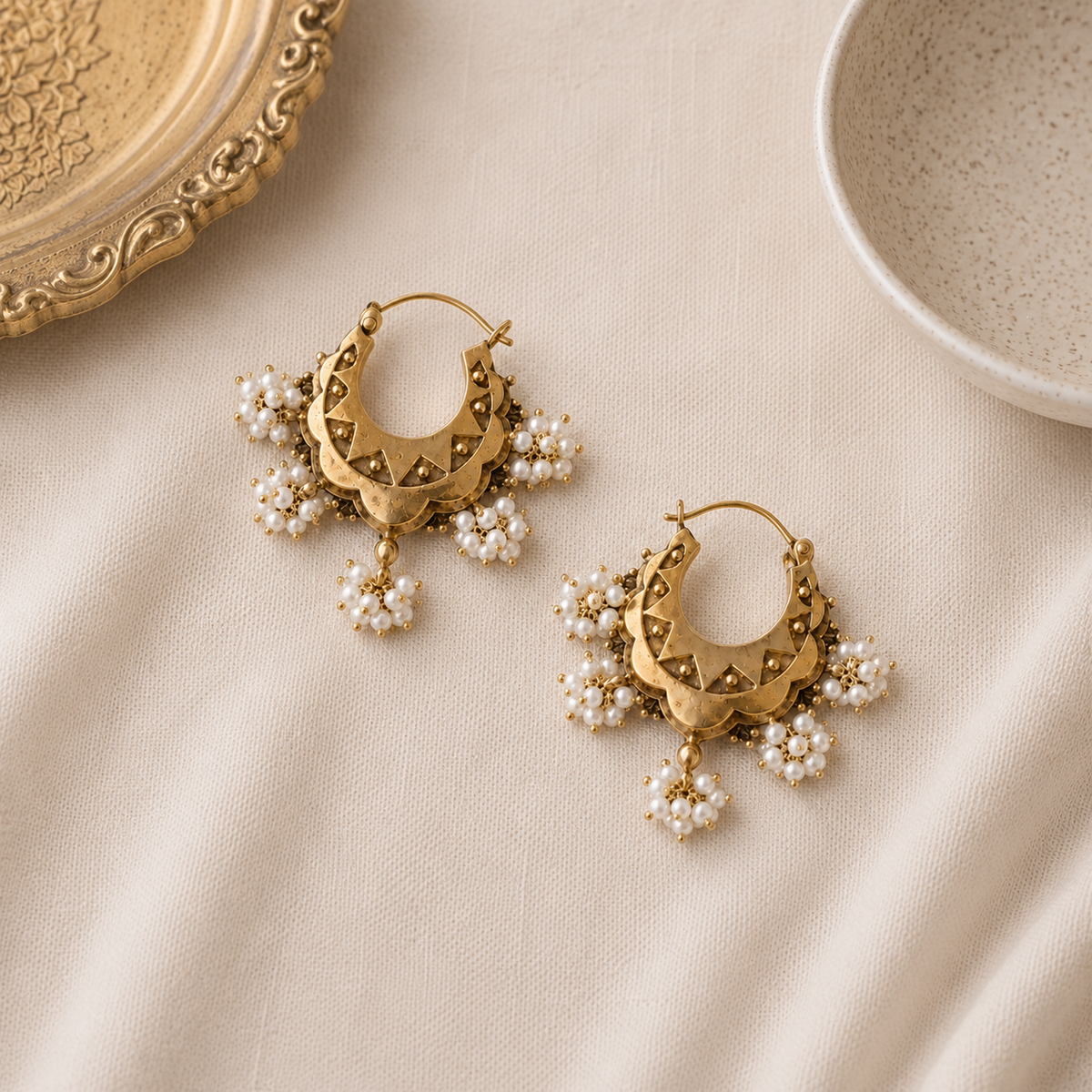Mridu 18K Gold Plated Silver 925 Pearl Earrings