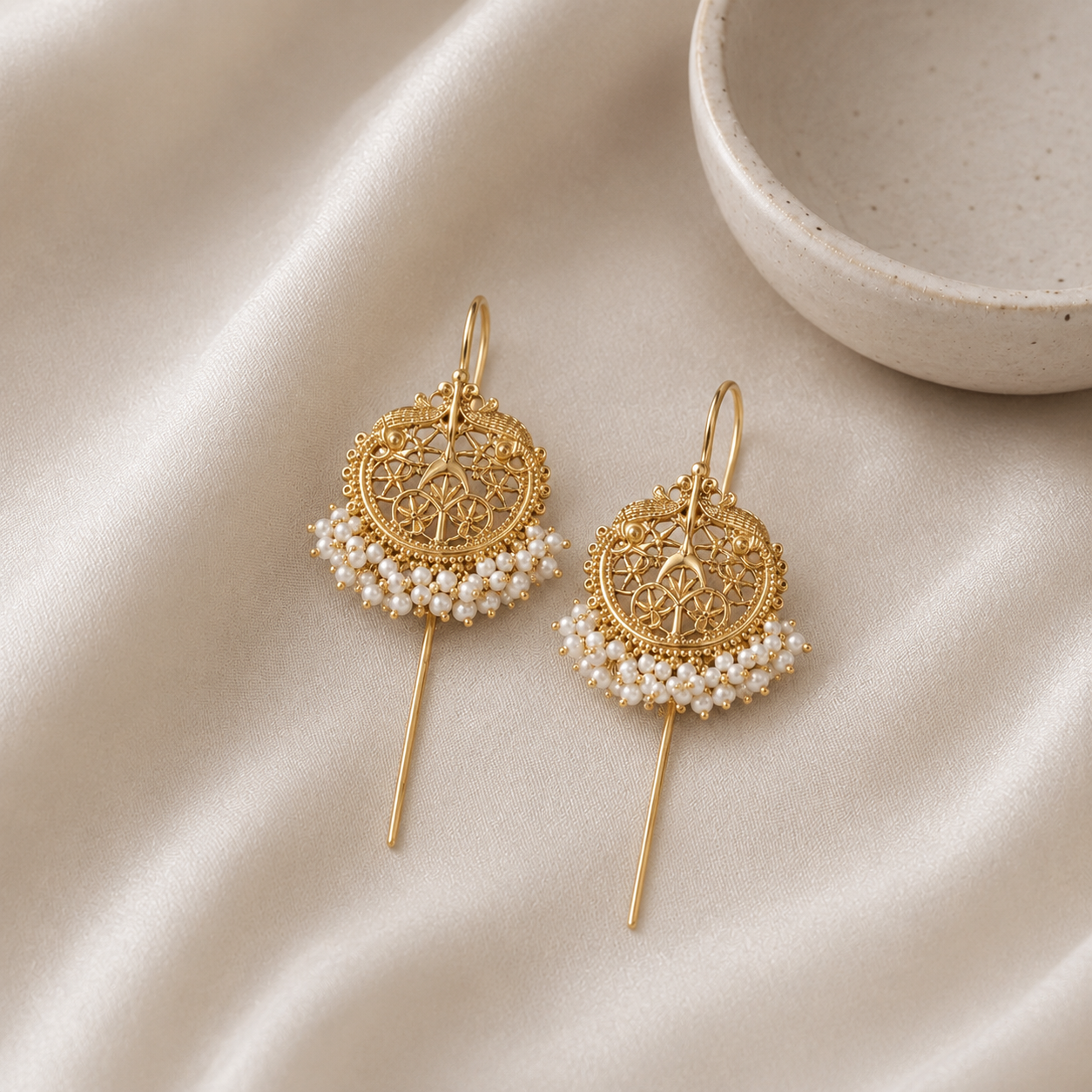 Kenay 18K Gold Plated Silver 925 Pearl Earcuffs