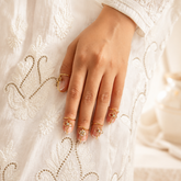 Agira 18K Gold Plated Silver 925 Pearl Nail Ring Set