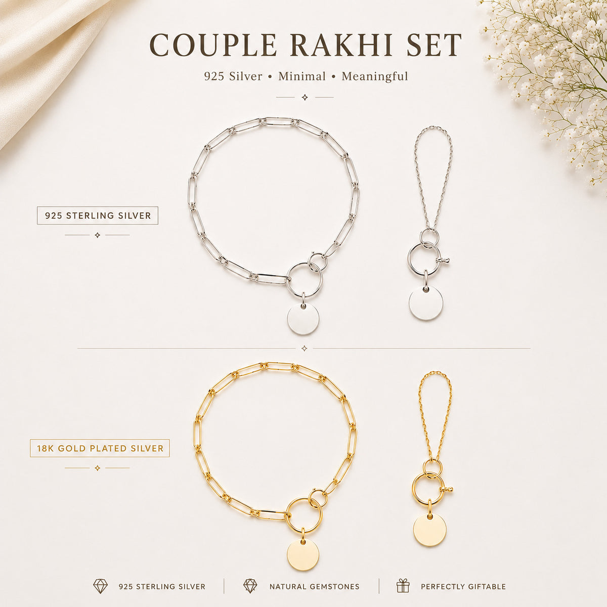 Couple Silver 925 Rakhis