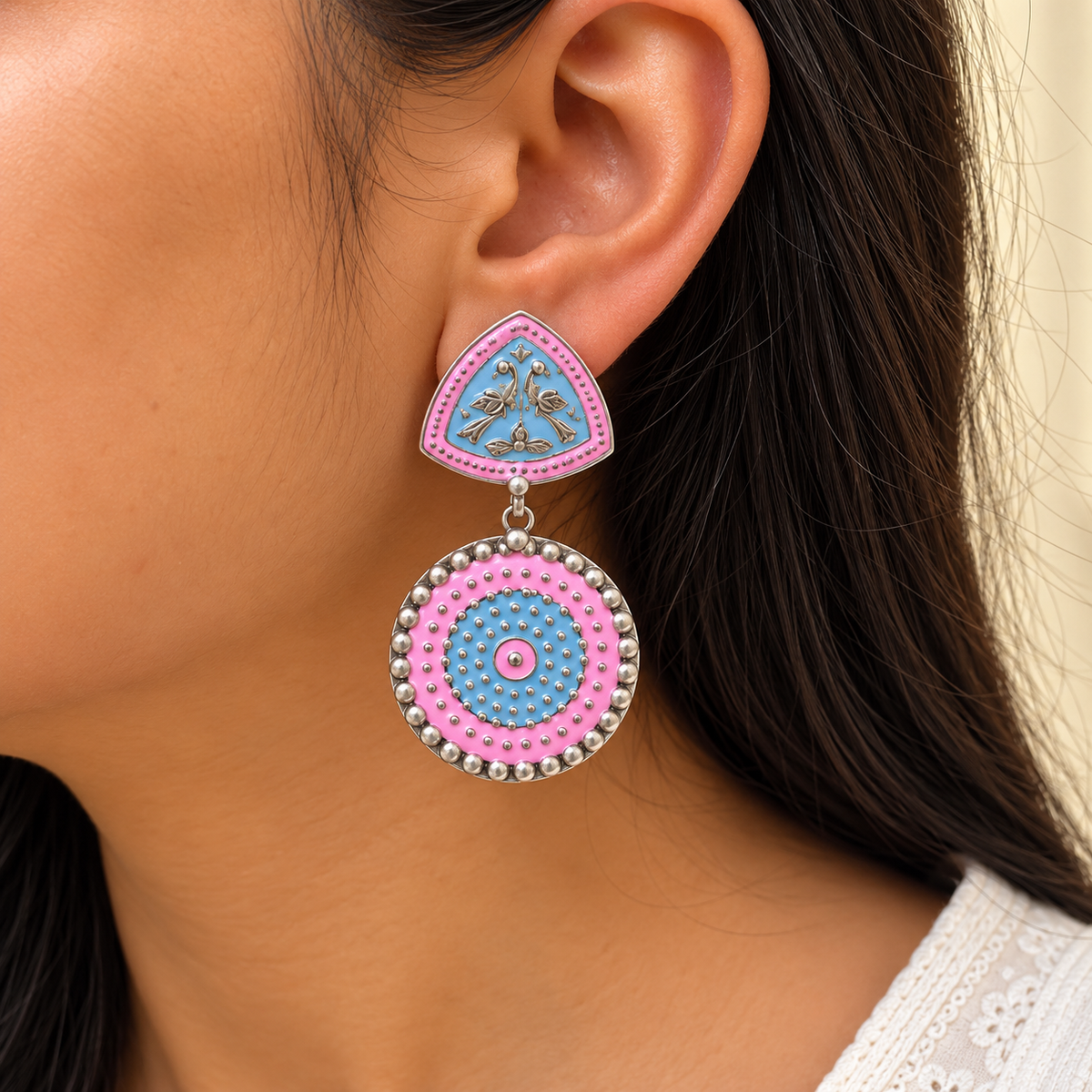 Chetna Enamel Silver 925 Earrings
