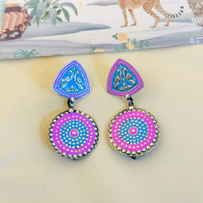 Festive Pink Enamel Silver 925 Earrings