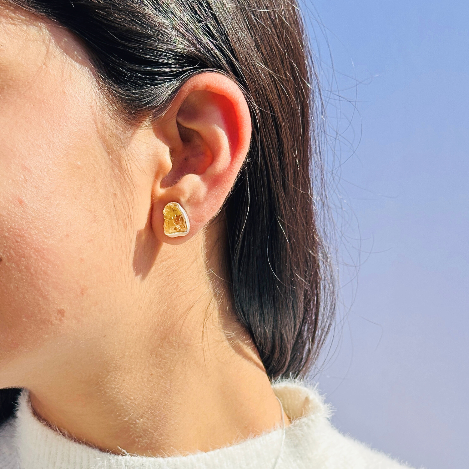 Citrine silver studs, Silver studs, Natural citrine silver 925 stud earrings daily wear, Studs, earrings 