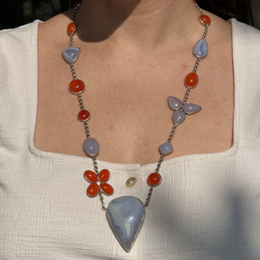 Color Stone Silver 925 Necklace Carnelian & Chalcedony
silver Jewelry
silver Necklace 