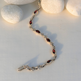 Garnet silver 925 bracelet for women, Natural garnet gemstone silver bracelet, Natural garnet gemstone set in 925 sterling silver bracelet