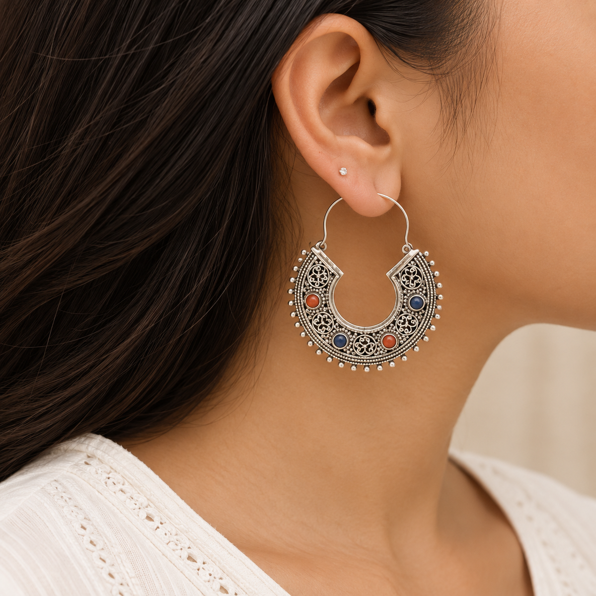 Deekshant Traditional Silver 925 Earrings
