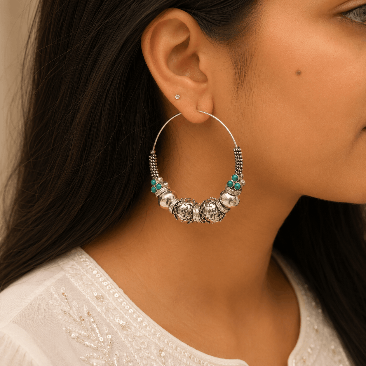 Dhavit Traditional Silver 925 Earrings
