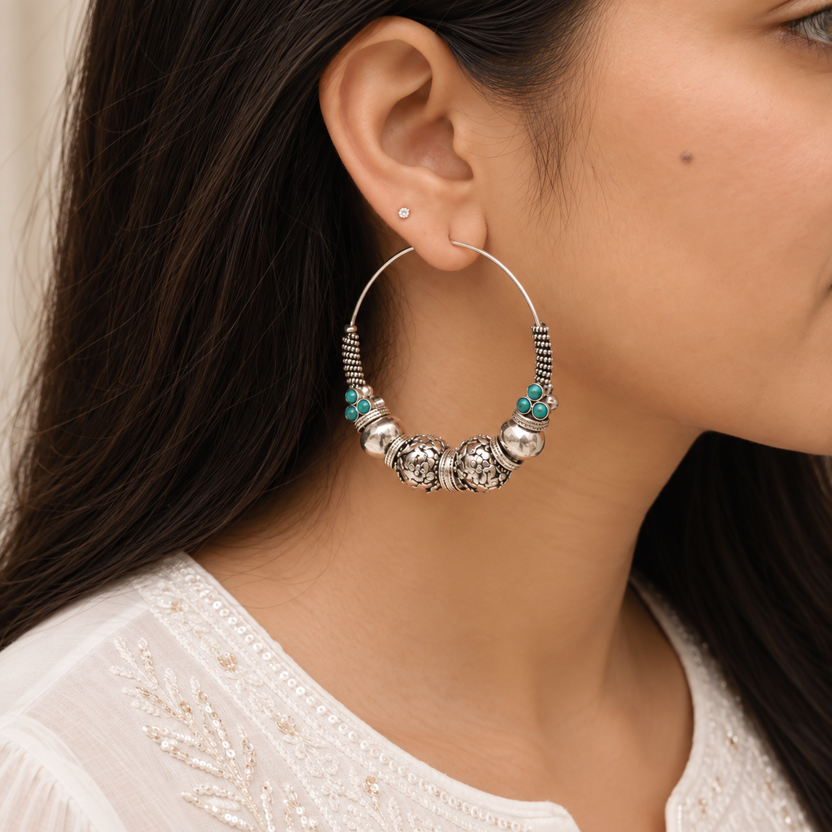 Dhavit Traditional Silver 925 Earrings