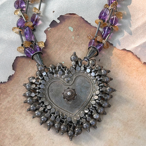 Dual Stone Pendant Necklace, Amethyst Citrine Silver 925 Pendant, Handcrafted Amethyst Citrine Pendant in Sterling Silver