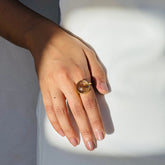 Earthly Rutile Quartz 18k Gold Plated Silver 925 Ring, gemstone ring 