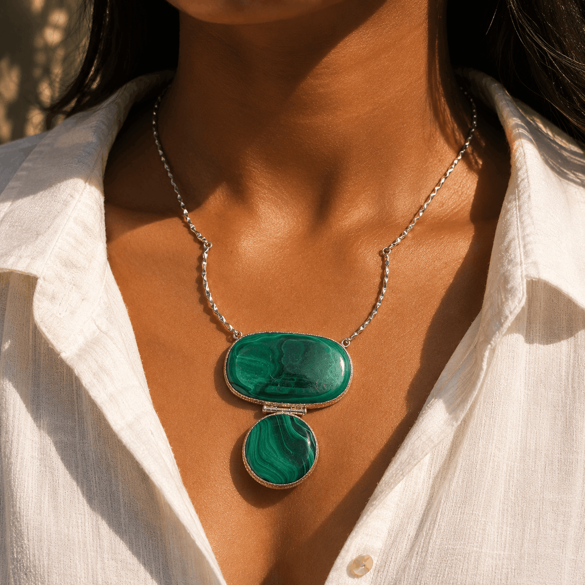Elara Malachite Silver 925 Pendant Necklace