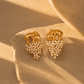 Ibha 18K Gold Plated Silver 925 Pearl Stud Earrings