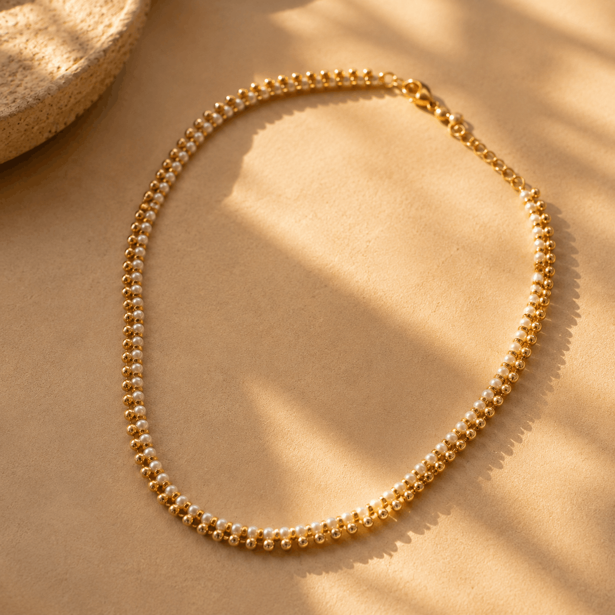 Siraht 18K Gold Plated Silver 925 Pearls Necklace