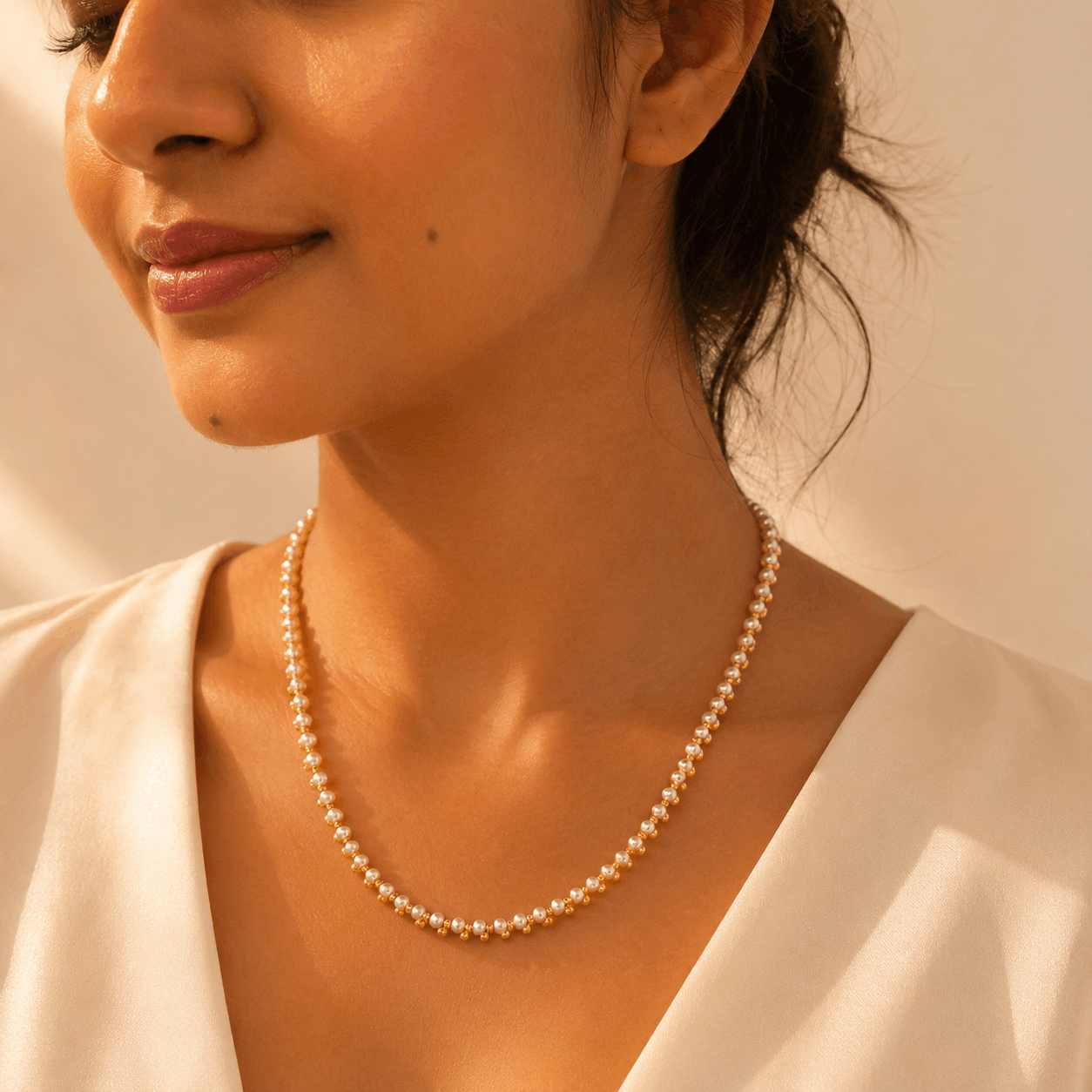 Siraht 18K Gold Plated Silver 925 Pearls Necklace