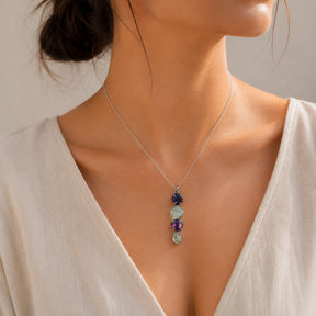 Elys Aquamarine & Amethyst Silver 925 Pendant