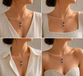 Elys Aquamarine & Amethyst Silver 925 Pendant