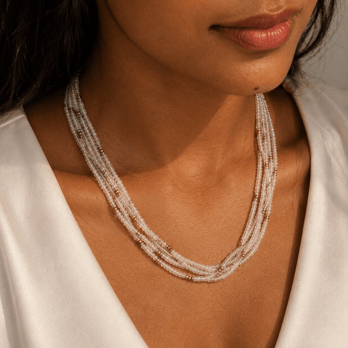 Ethan Beads Rainbow Moonstone Silver 925 necklace