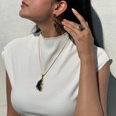 Gemstone Labradorite 18K Gold Plated Silver Pendant