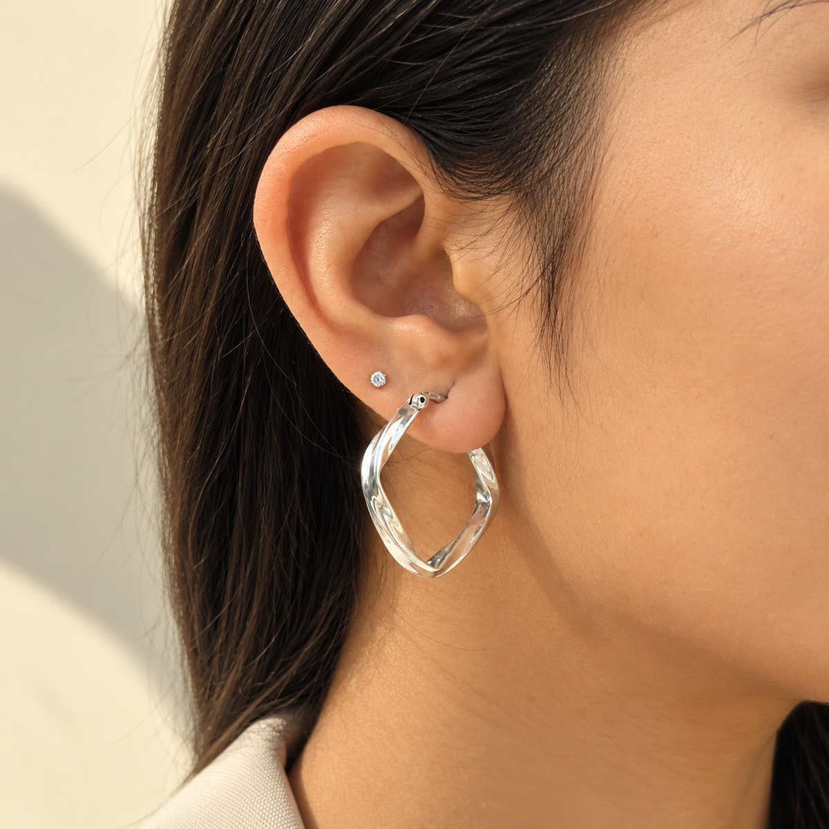 Flare Silver Hoop Earings