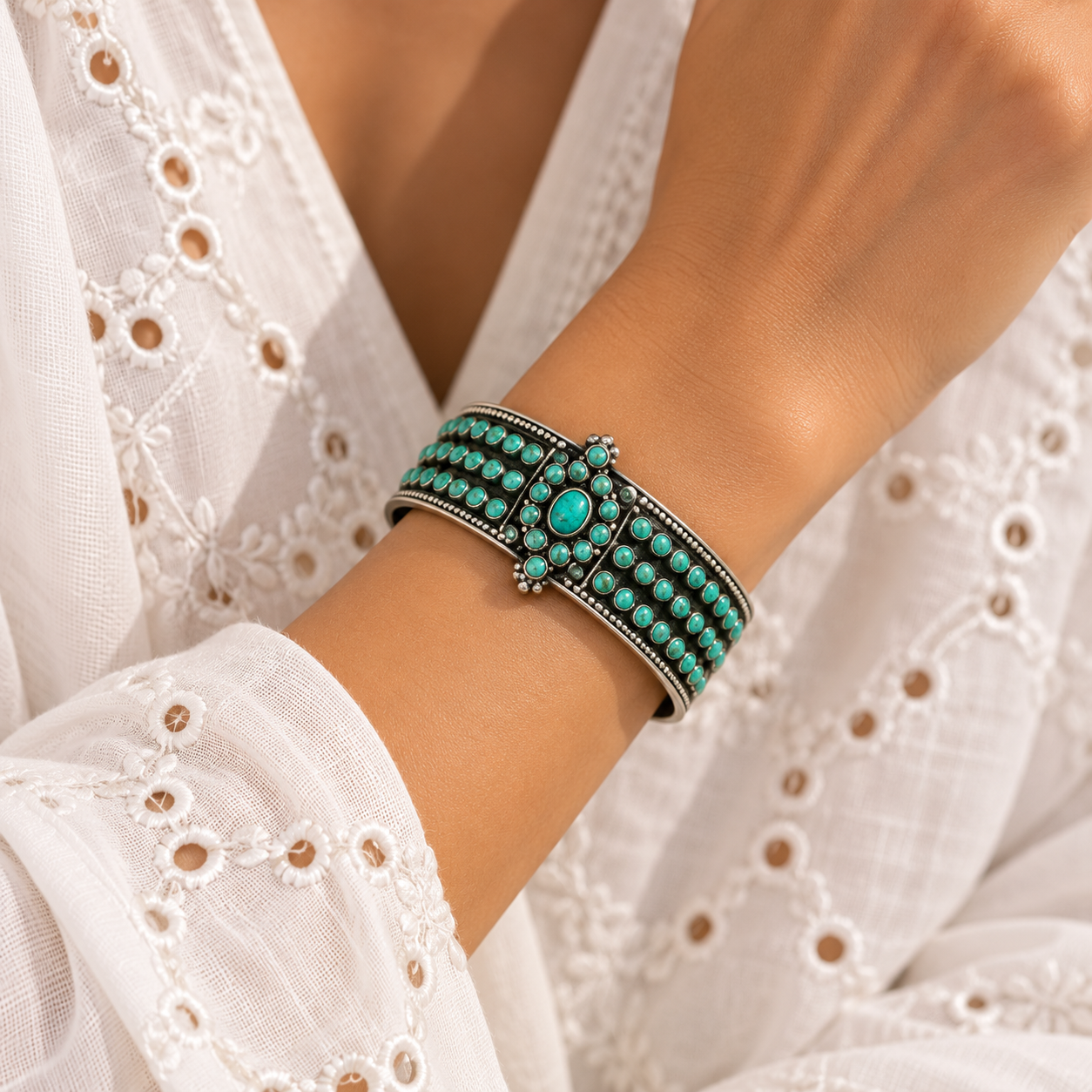 Gandhari Turquoise Silver 925 Bangle