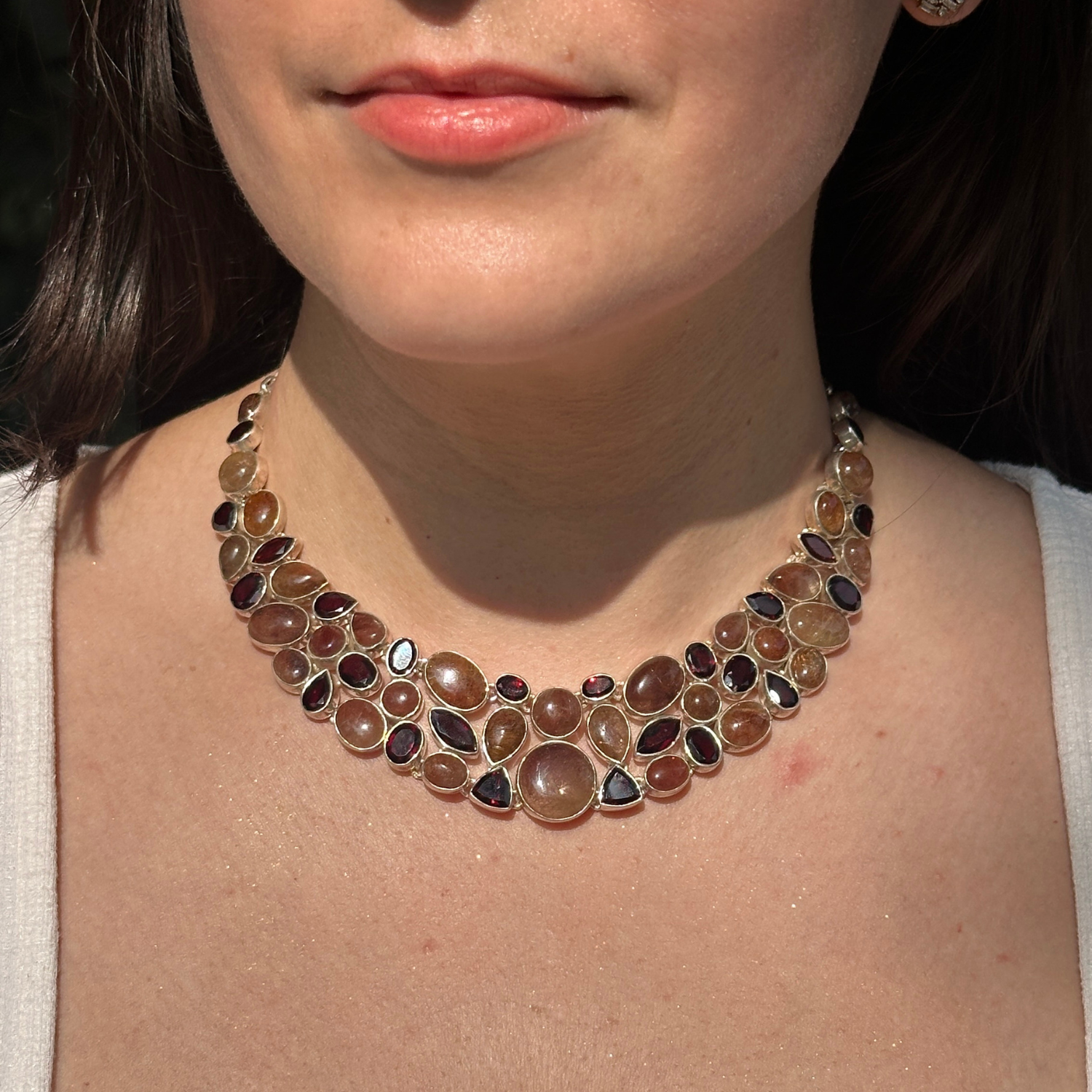 Garnet and Rutile Necklace in Sterling Silver
Silver Jewelry
Silver necklace Handcrafted Jewelry 