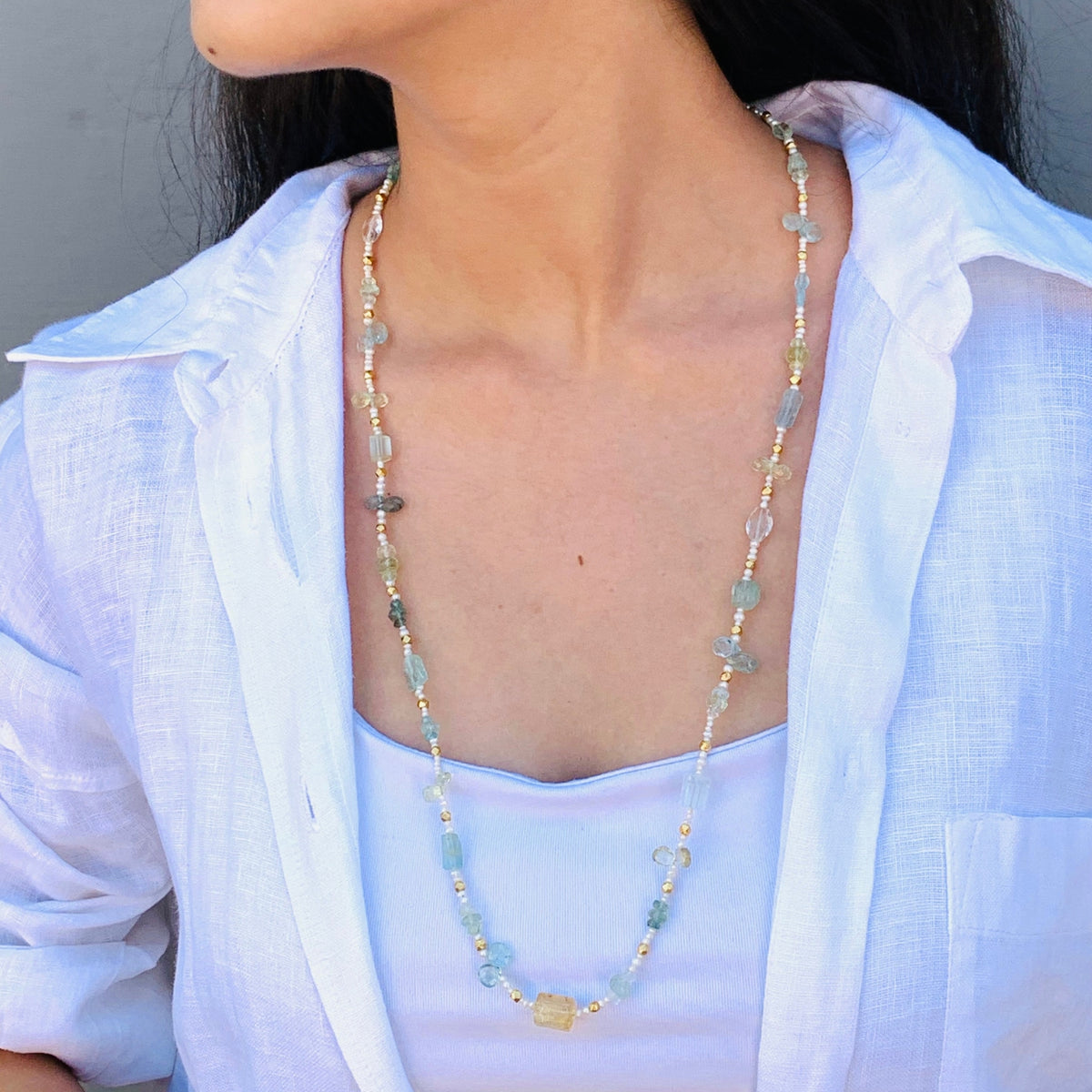 Gemstone Multi Color Stone 18K Gold Plated Silver Necklace