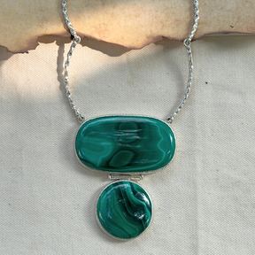 Handcrafted Malachite Necklace in 925 Silver