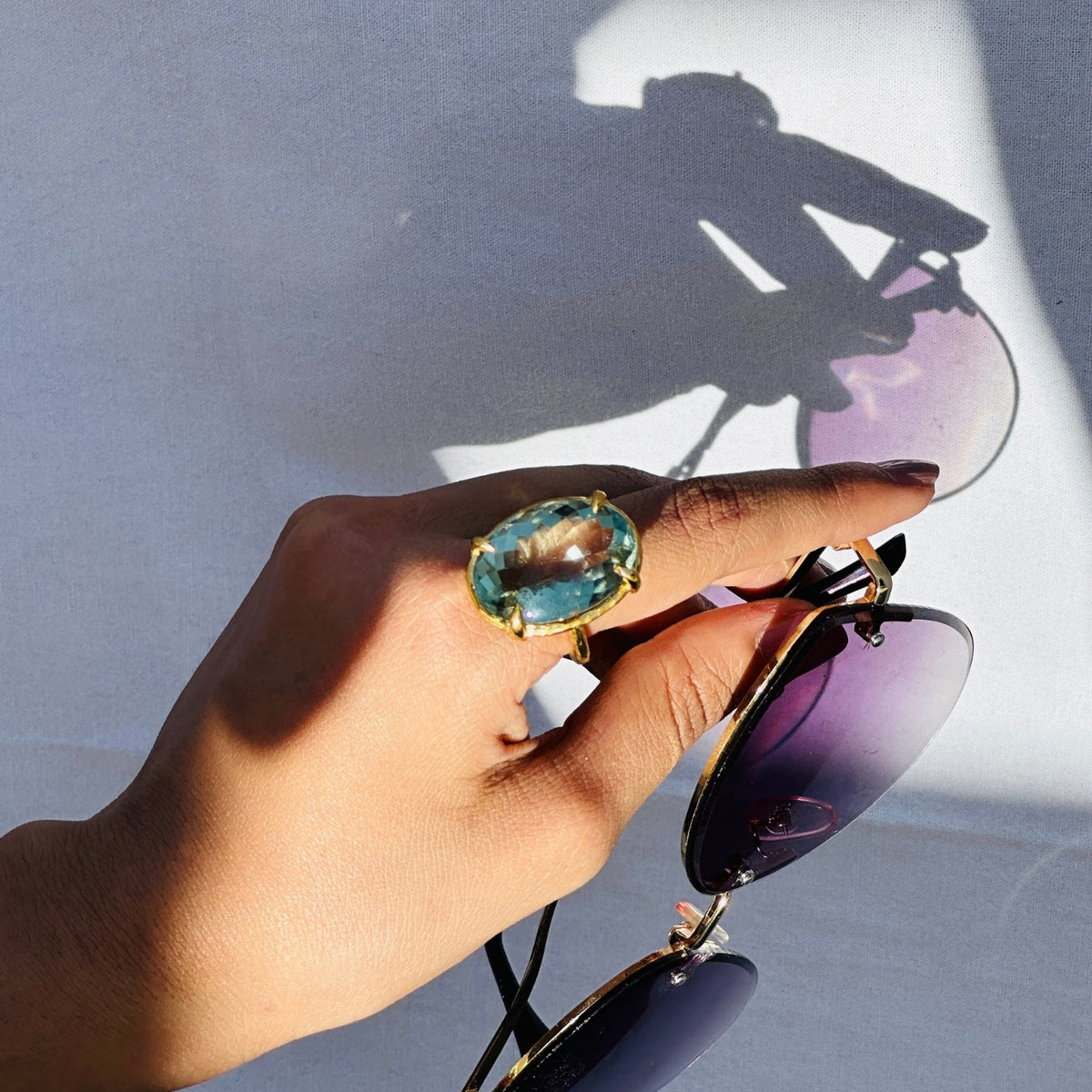 Gemstone Green Amethyst 18k Gold Plated Silver 925 Ring