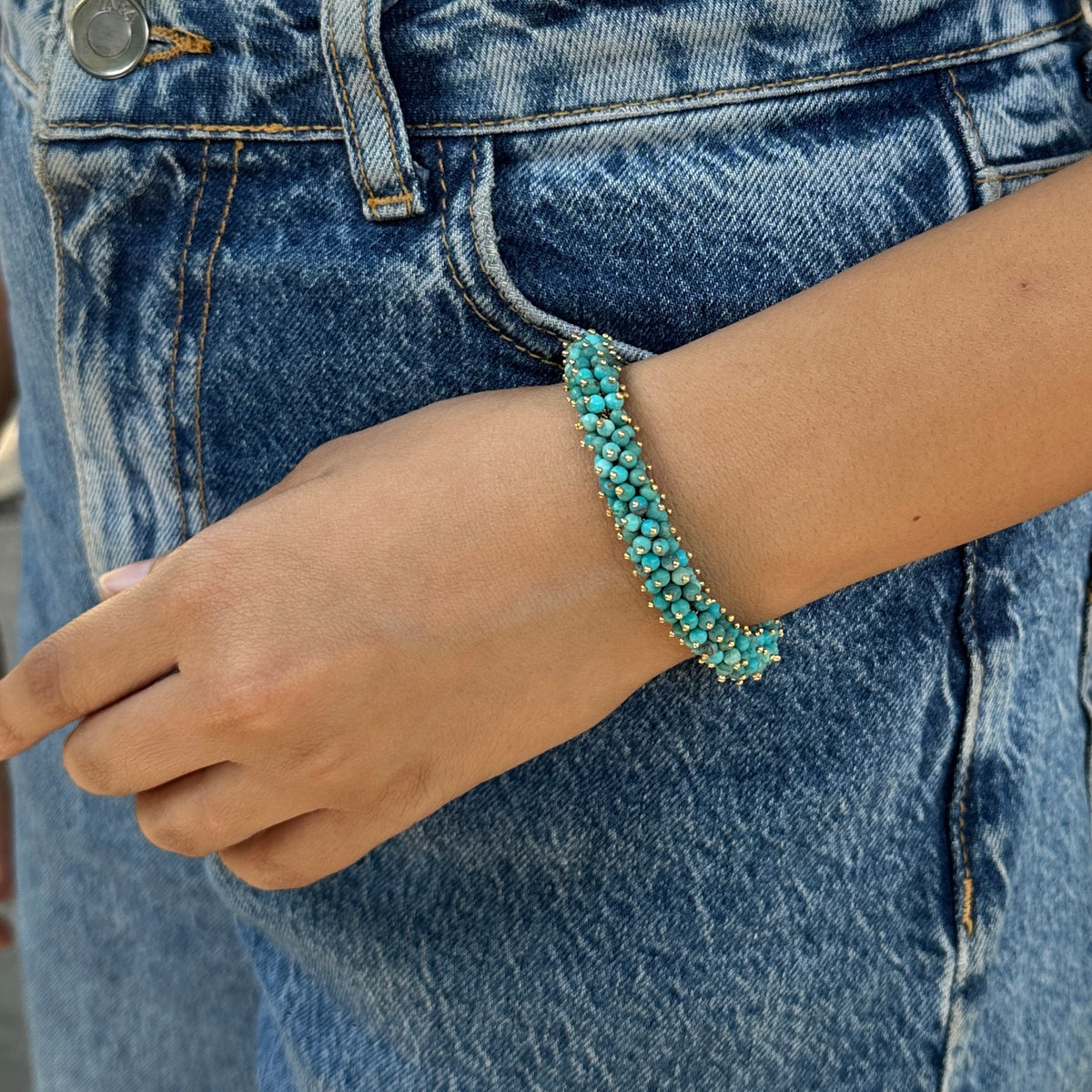 Nari Beaded Cuff Bracelet in 18K Gold Plated Silver
