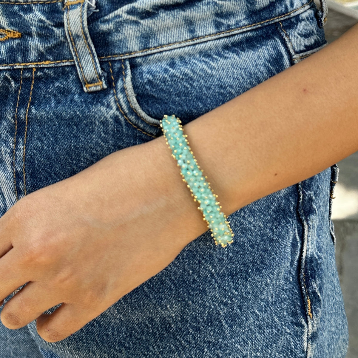 Nari Beaded Cuff Bracelet in 18K Gold Plated Silver