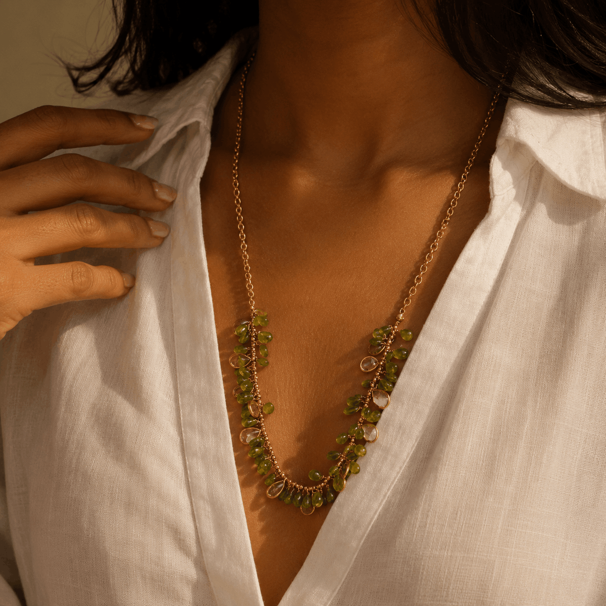 Jane Green Amethyst and Peridot 18K Gold Plated Silver 925 Necklace